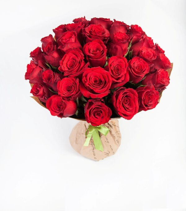 Букет из 35 красных роз, 40 см